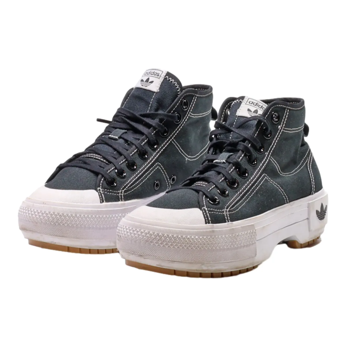ADIDAS Nizza Platform Trainers Black Canvas Womens UK 5
