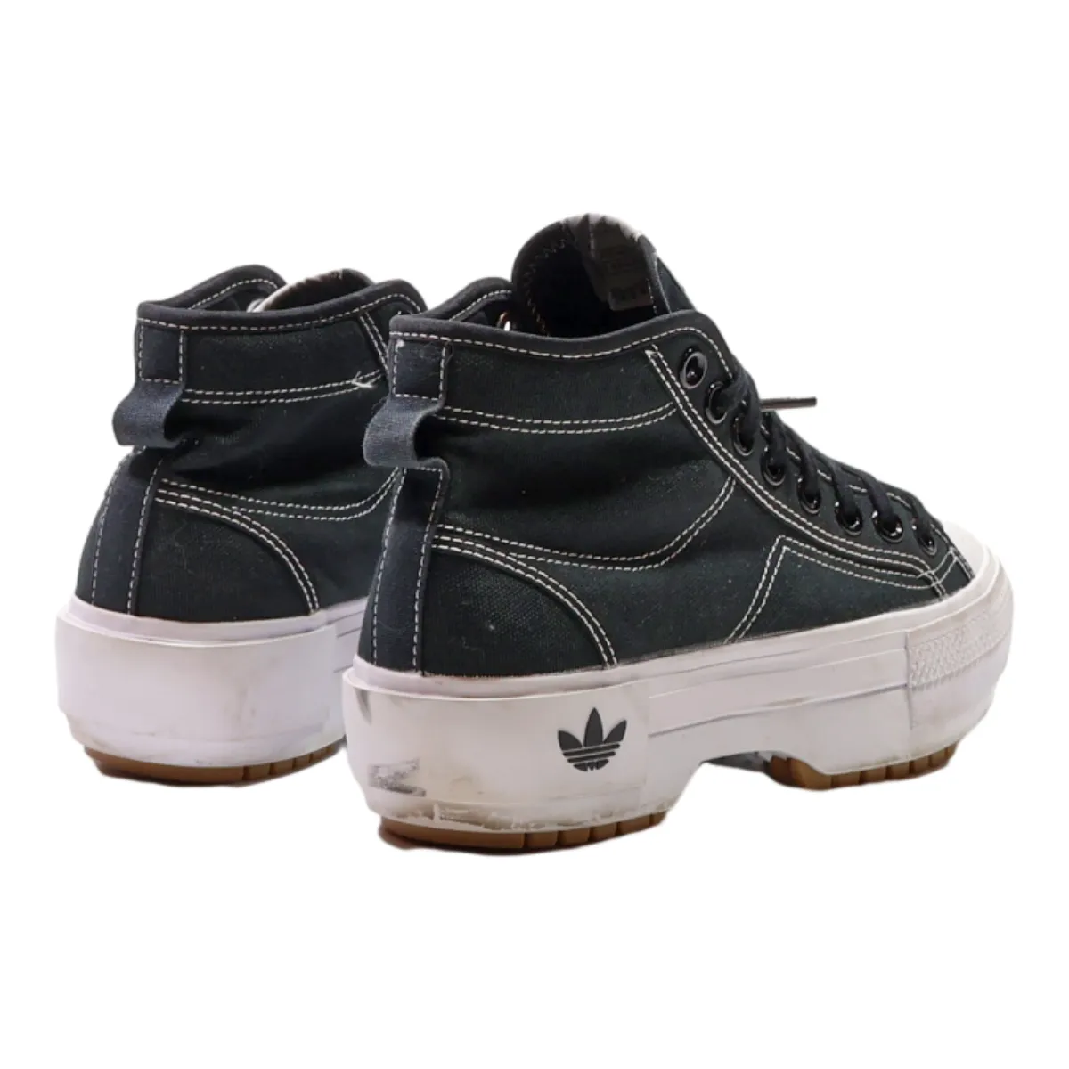 ADIDAS Nizza Platform Trainers Black Canvas Womens UK 5