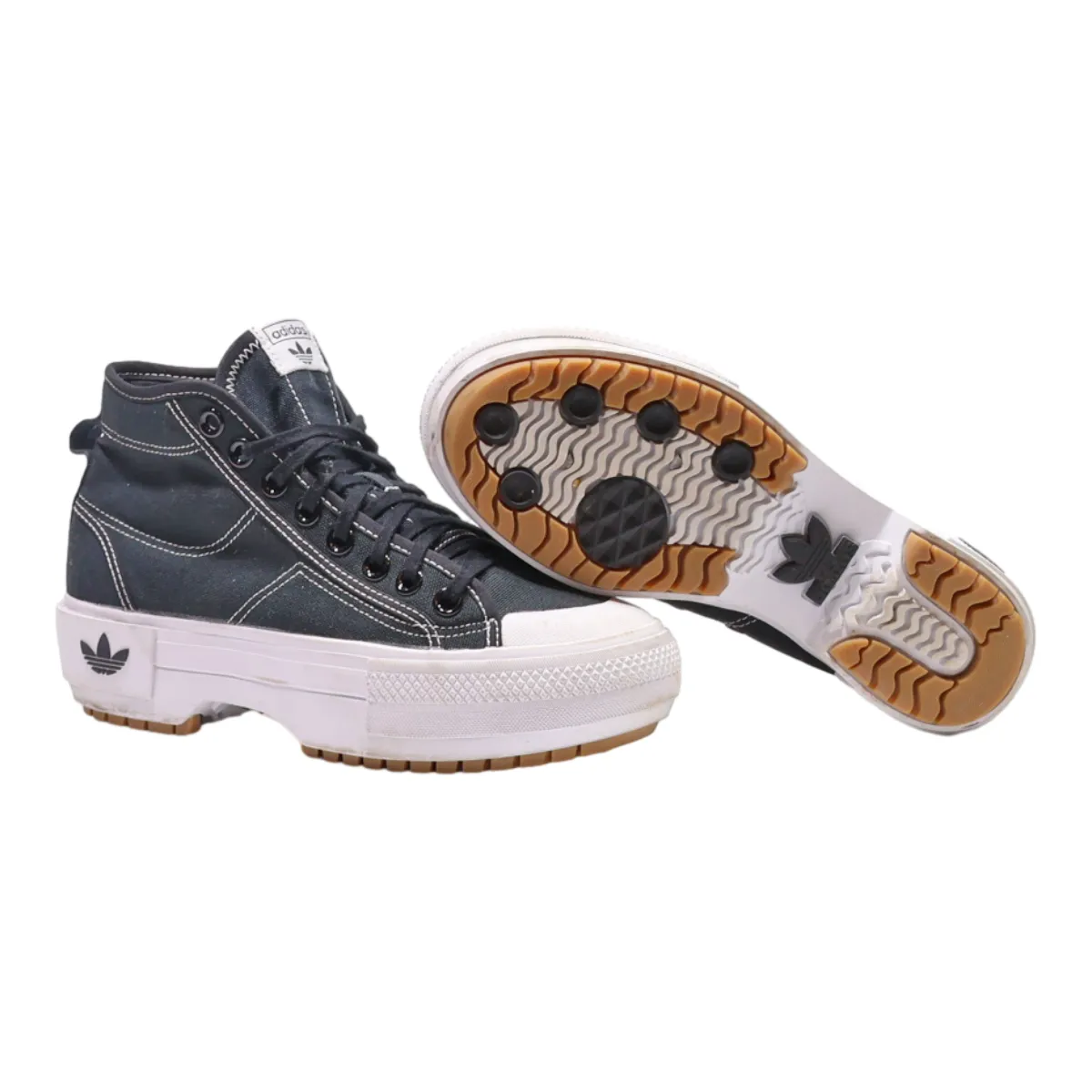 ADIDAS Nizza Platform Trainers Black Canvas Womens UK 5