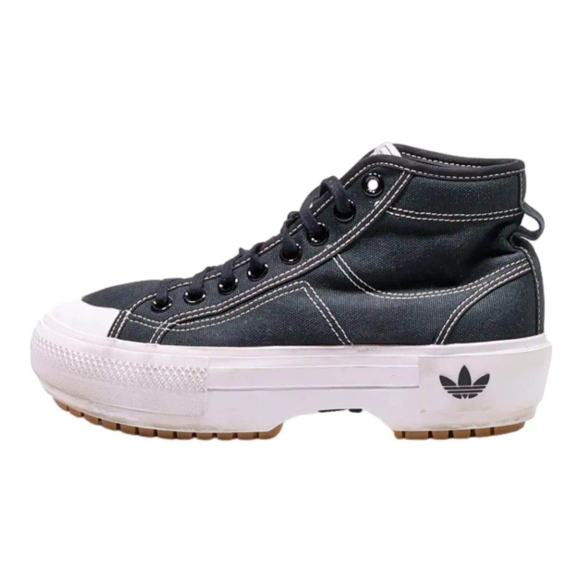 ADIDAS Nizza Platform Trainers Black Canvas Womens UK 5