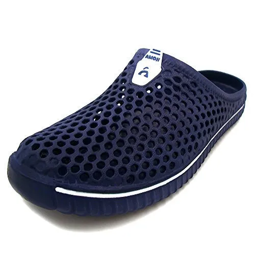 Amoji Unisex Garden Shoes Clogs Slippers Sandals Navy 10US W/8.5US M