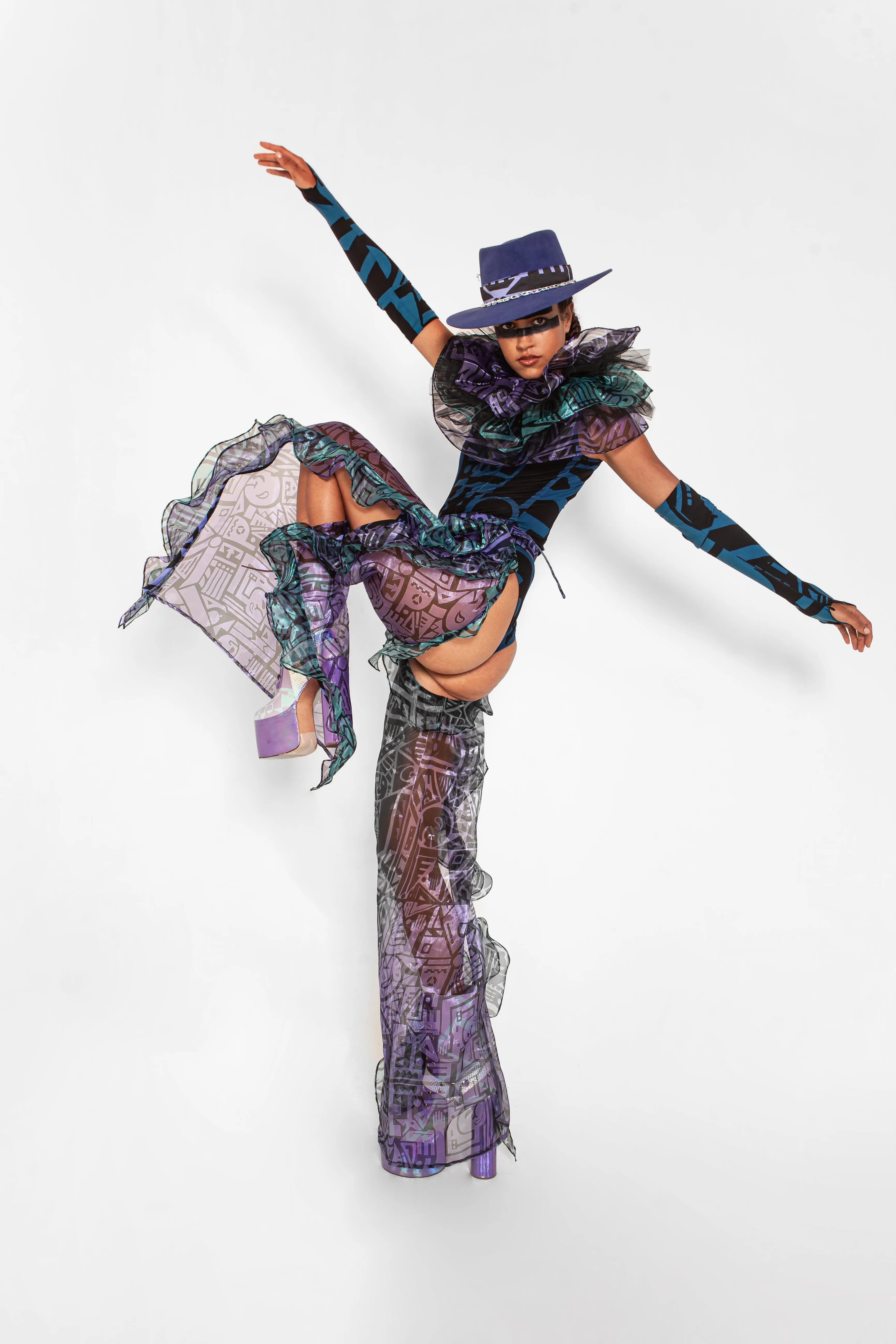 BAM-BAM COWGURL CHAPS, PURPLE & TURQUOISE