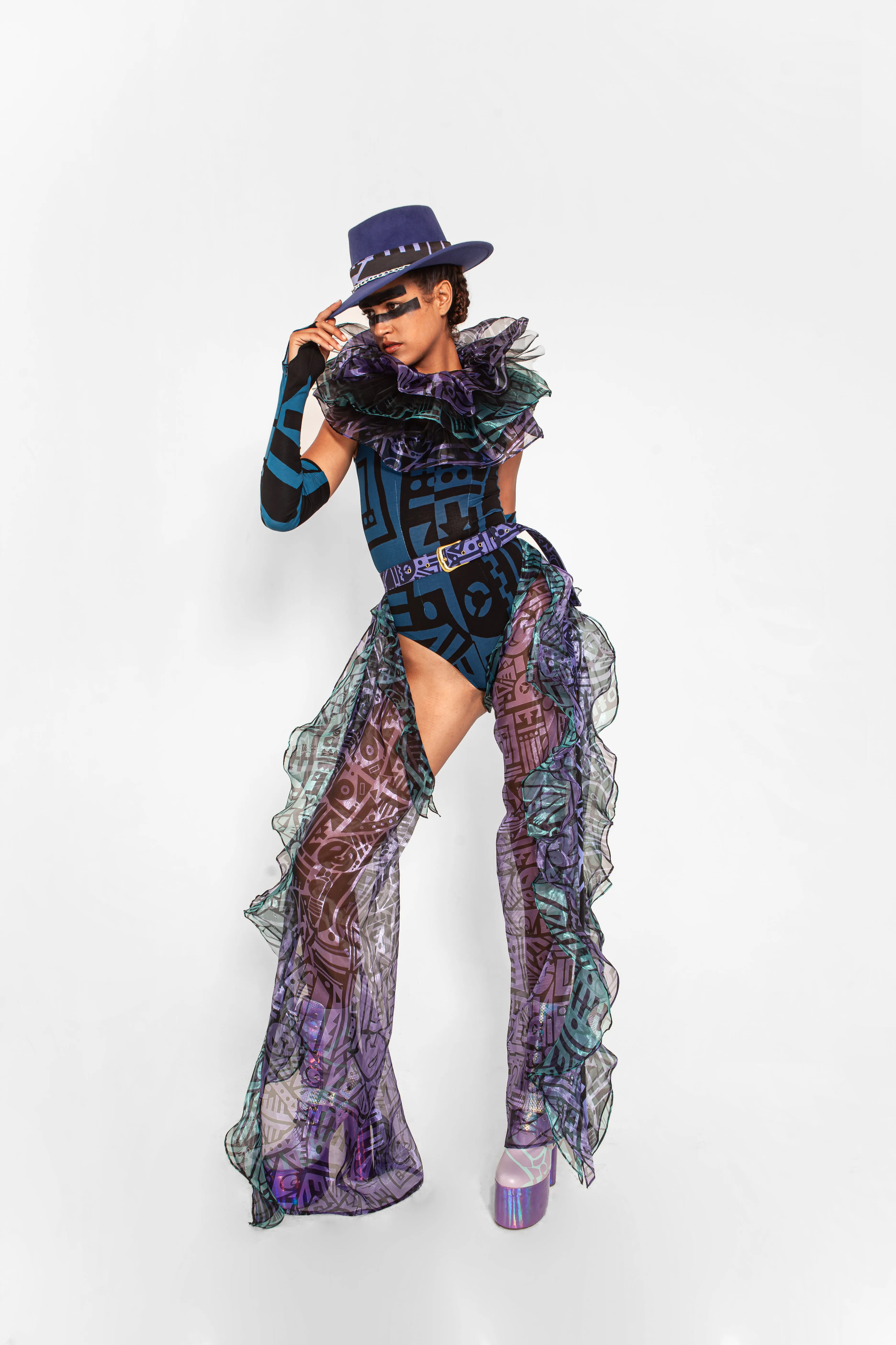BAM-BAM COWGURL CHAPS, PURPLE & TURQUOISE