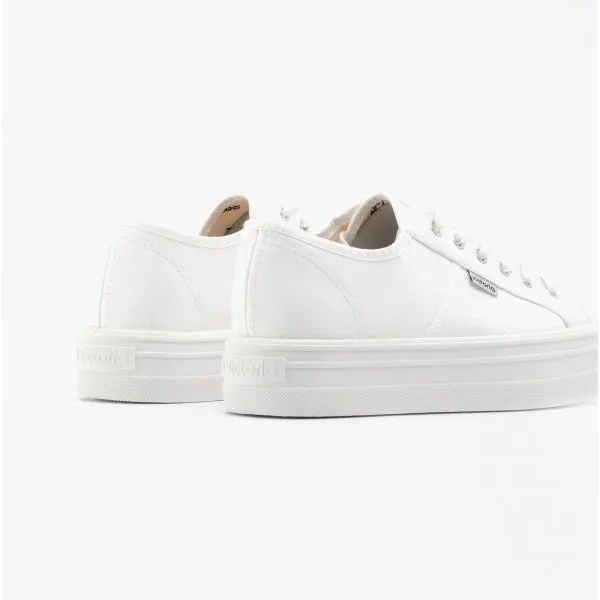 BARCELONA Womens Platform Canvas Trainers White