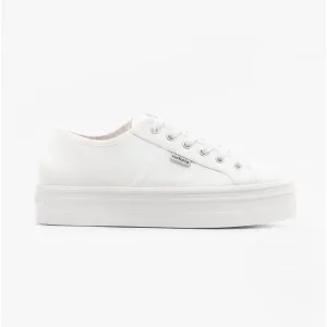 BARCELONA Womens Platform Canvas Trainers White