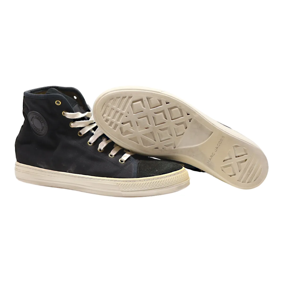 MARC JACOBS High Top Trainers Black Canvas Mens UK 8