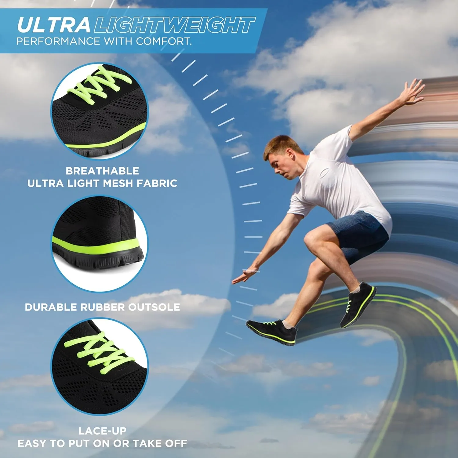 Mens Mesh Running Trainers Athletic Walking Gym Shoes Sport Run