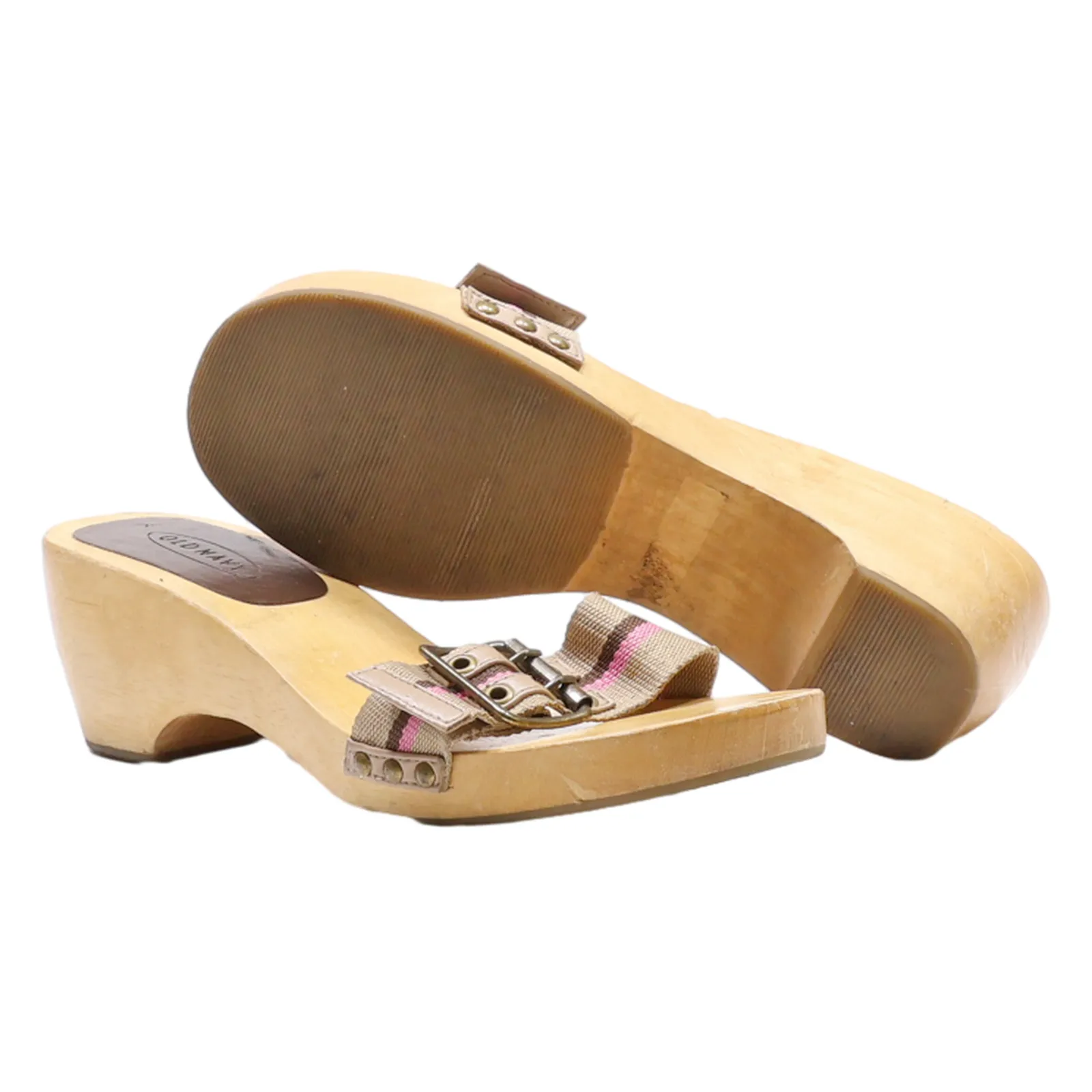 OLD NAVY Mule Heels Beige Canvas Womens UK 7