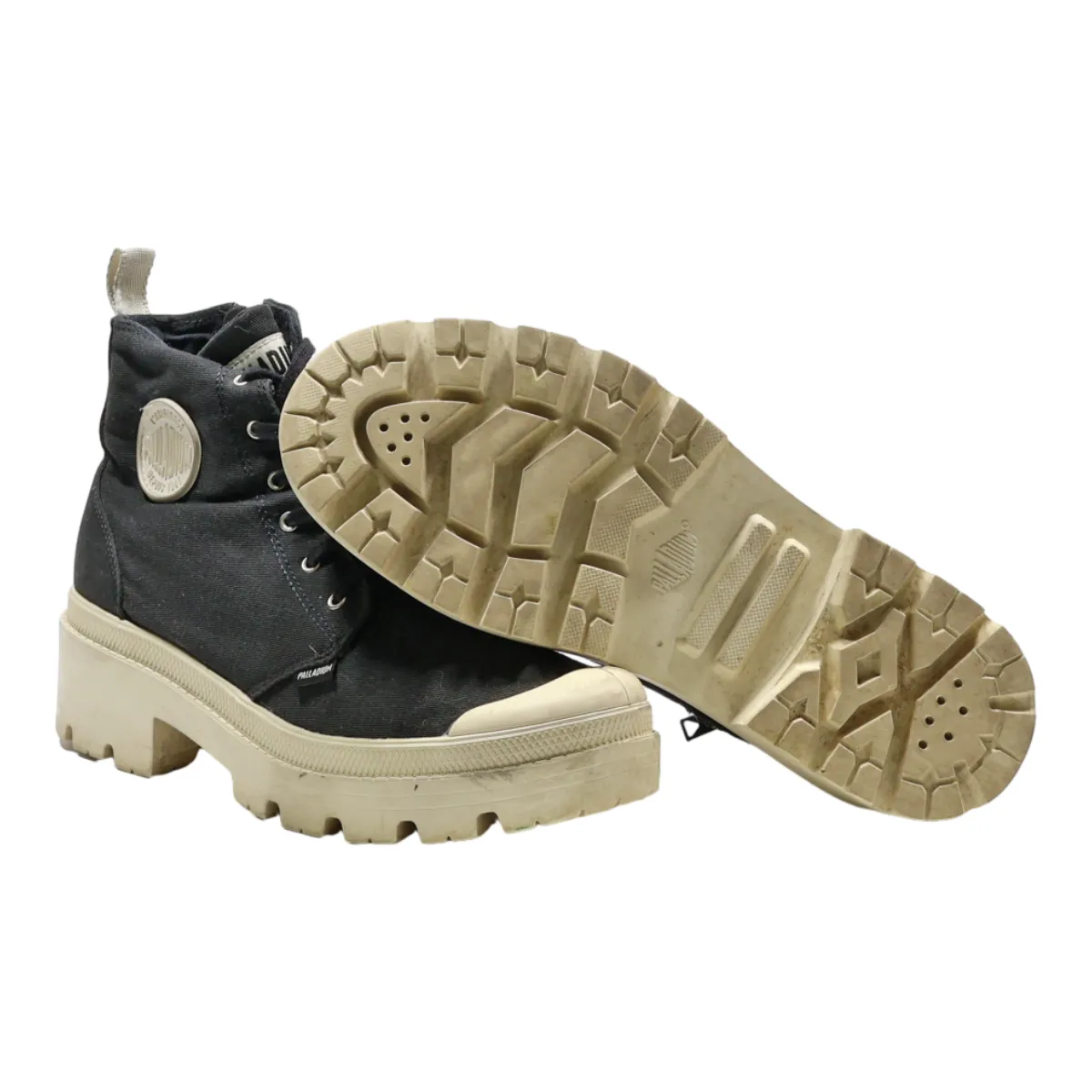 PALLADIUM Ankle Boots Black Canvas Womens UK 7