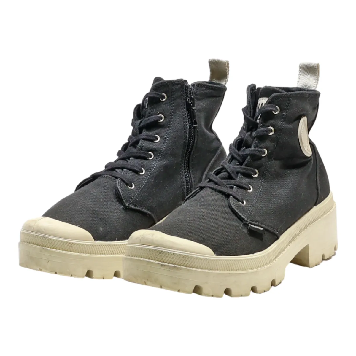 PALLADIUM Ankle Boots Black Canvas Womens UK 7