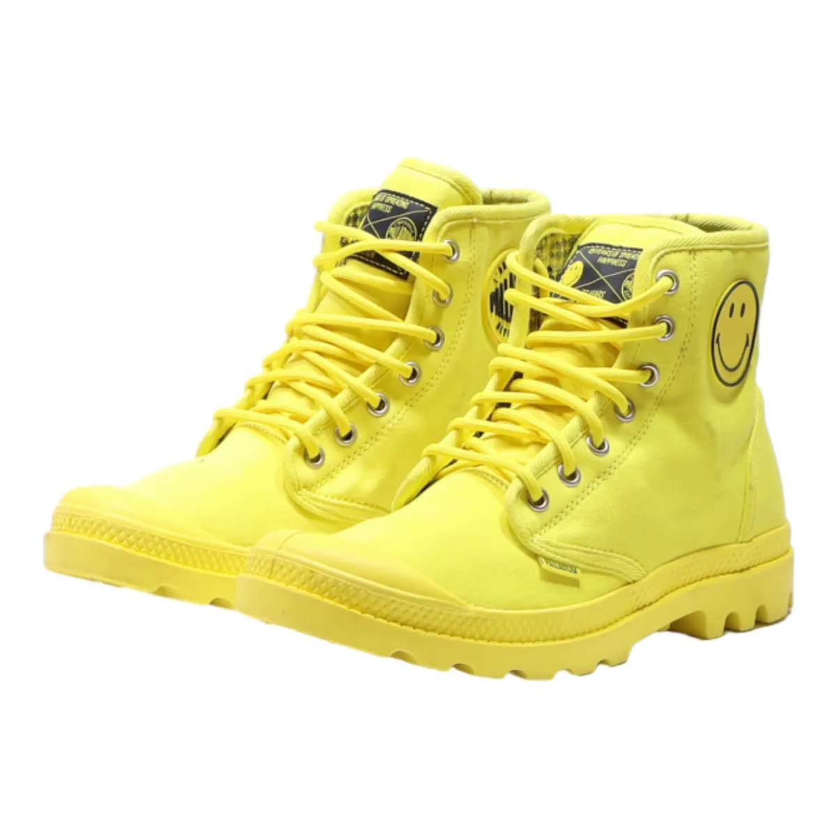 PALLADIUM High Top Trainers Yellow Canvas Womens UK 6