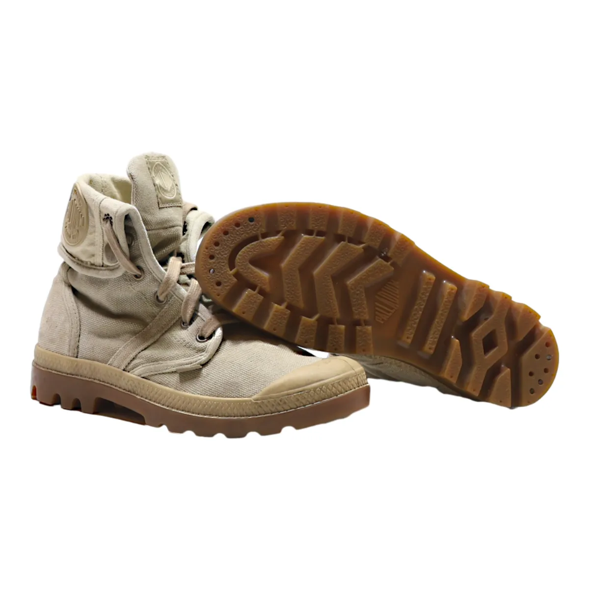 PALLADIUM Lace-Up Boots Beige Canvas Womens UK 5