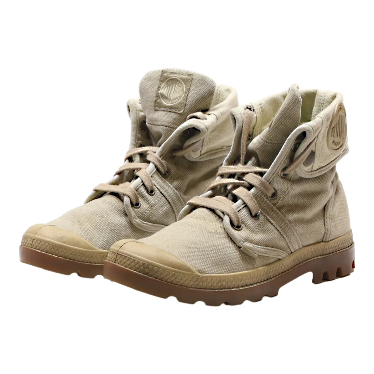 PALLADIUM Lace-Up Boots Beige Canvas Womens UK 5