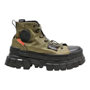 PALLADIUM Platform Ankle Boots Green Canvas Womens UK 4