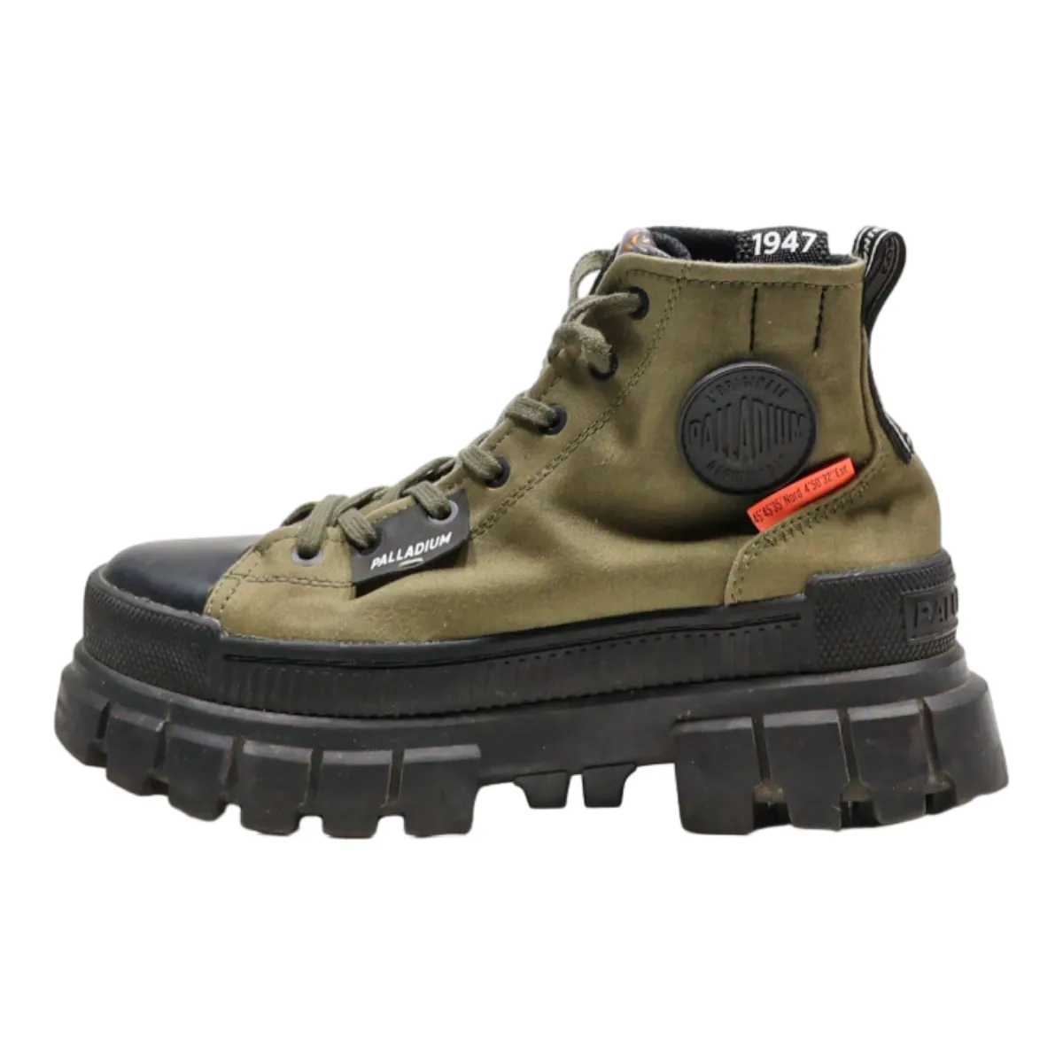 PALLADIUM Platform Ankle Boots Green Canvas Womens UK 4