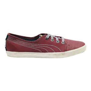 PUMA MINI Low Top Trainers Maroon Canvas Womens UK 6