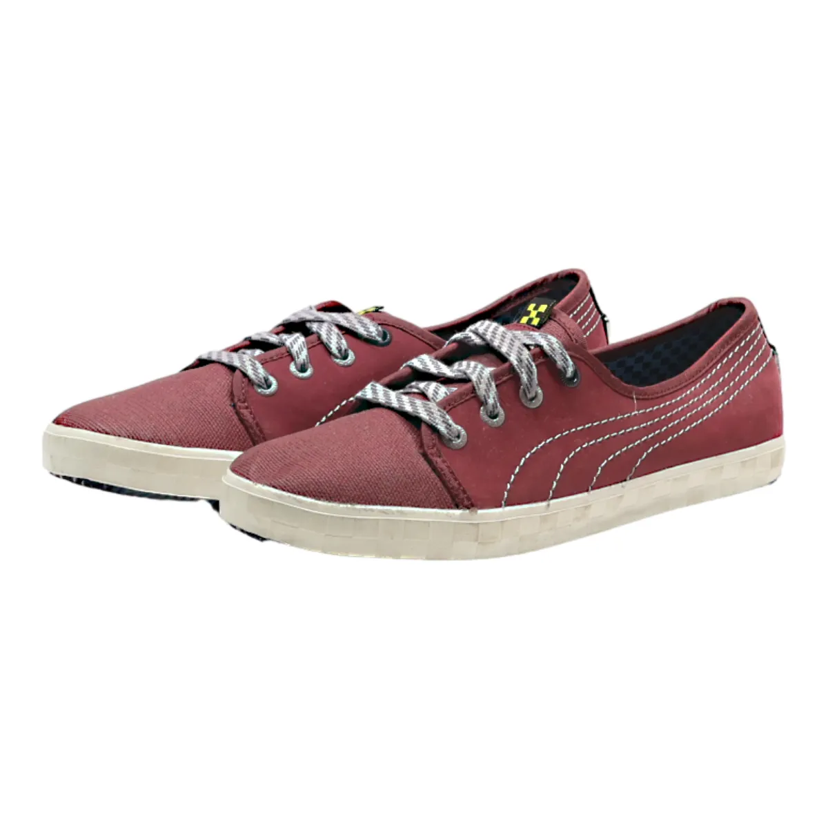 PUMA MINI Low Top Trainers Maroon Canvas Womens UK 6