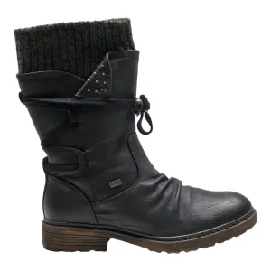 RIEIKER High Boots Black Canvas Womens UK 6