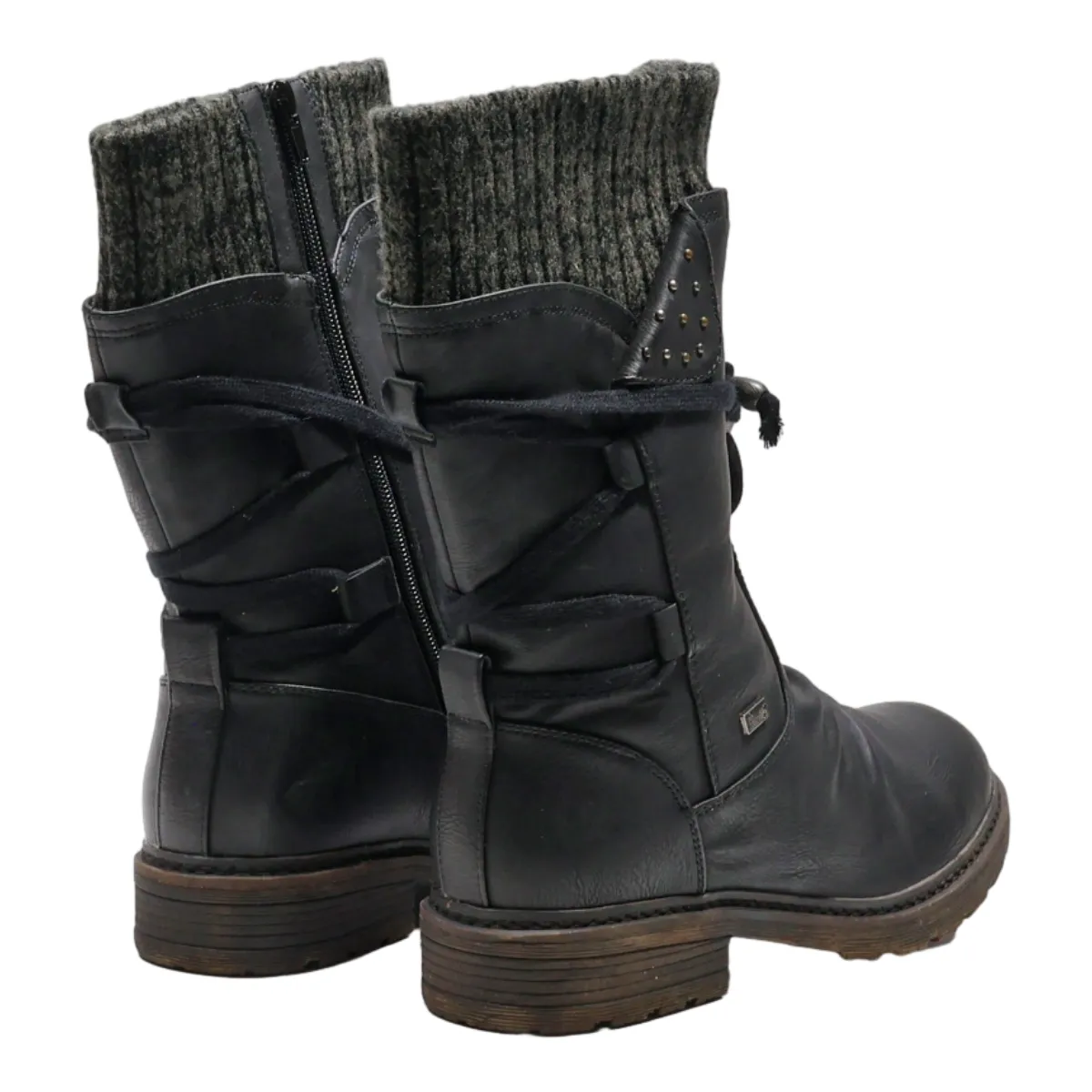 RIEIKER High Boots Black Canvas Womens UK 6
