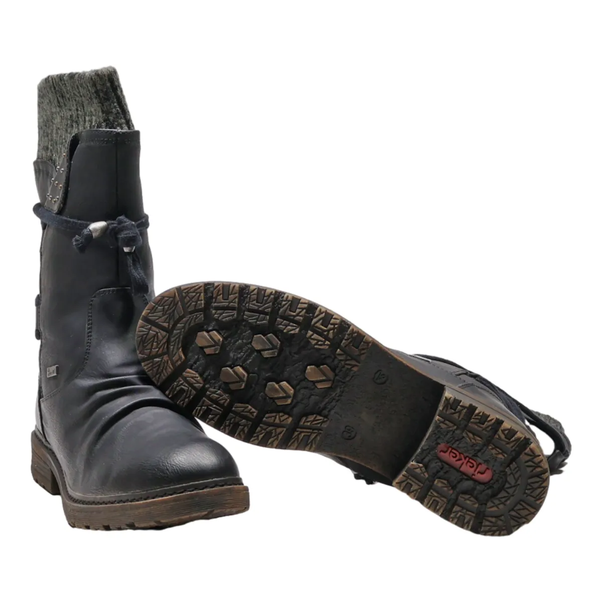 RIEIKER High Boots Black Canvas Womens UK 6