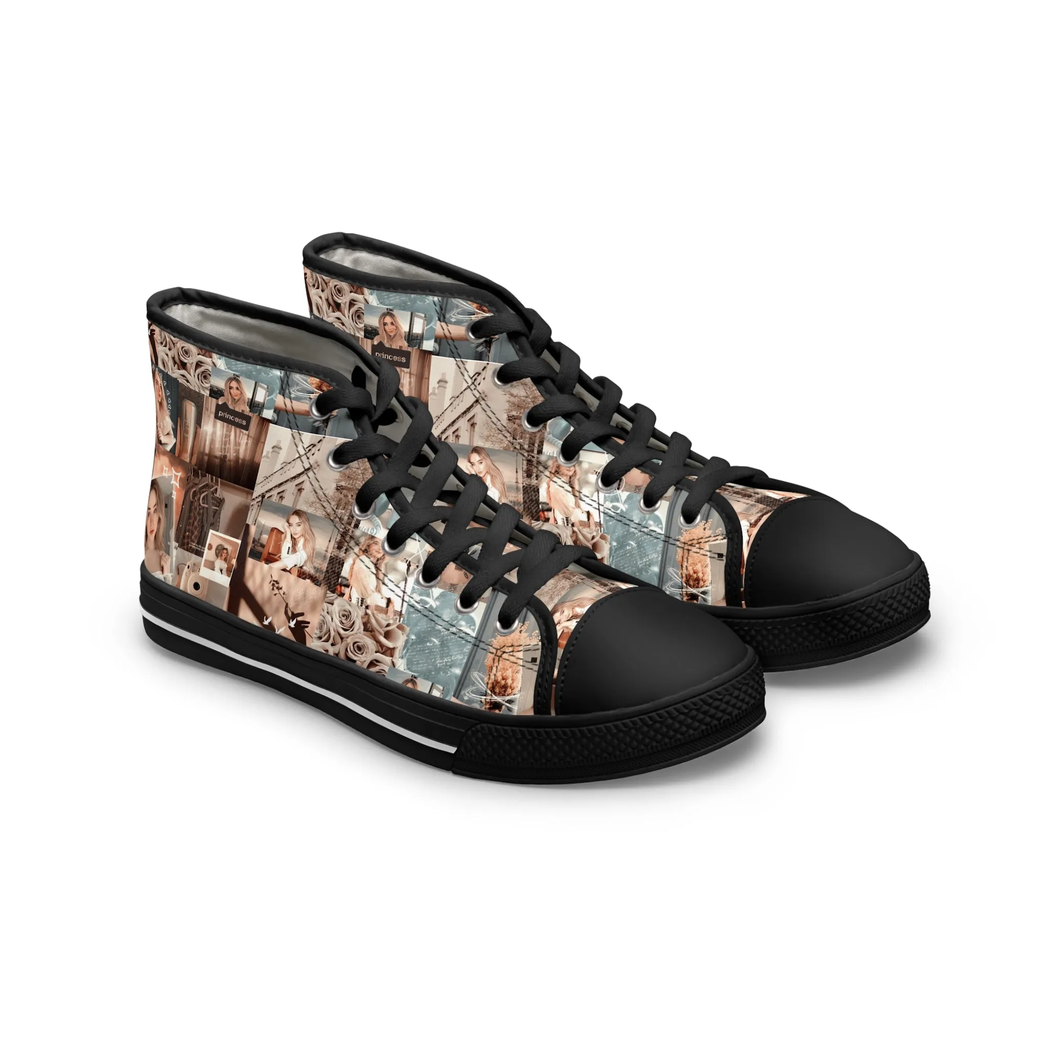 Sabrina Carpenter Peachy Princess Collage Women's High Top Sneakers