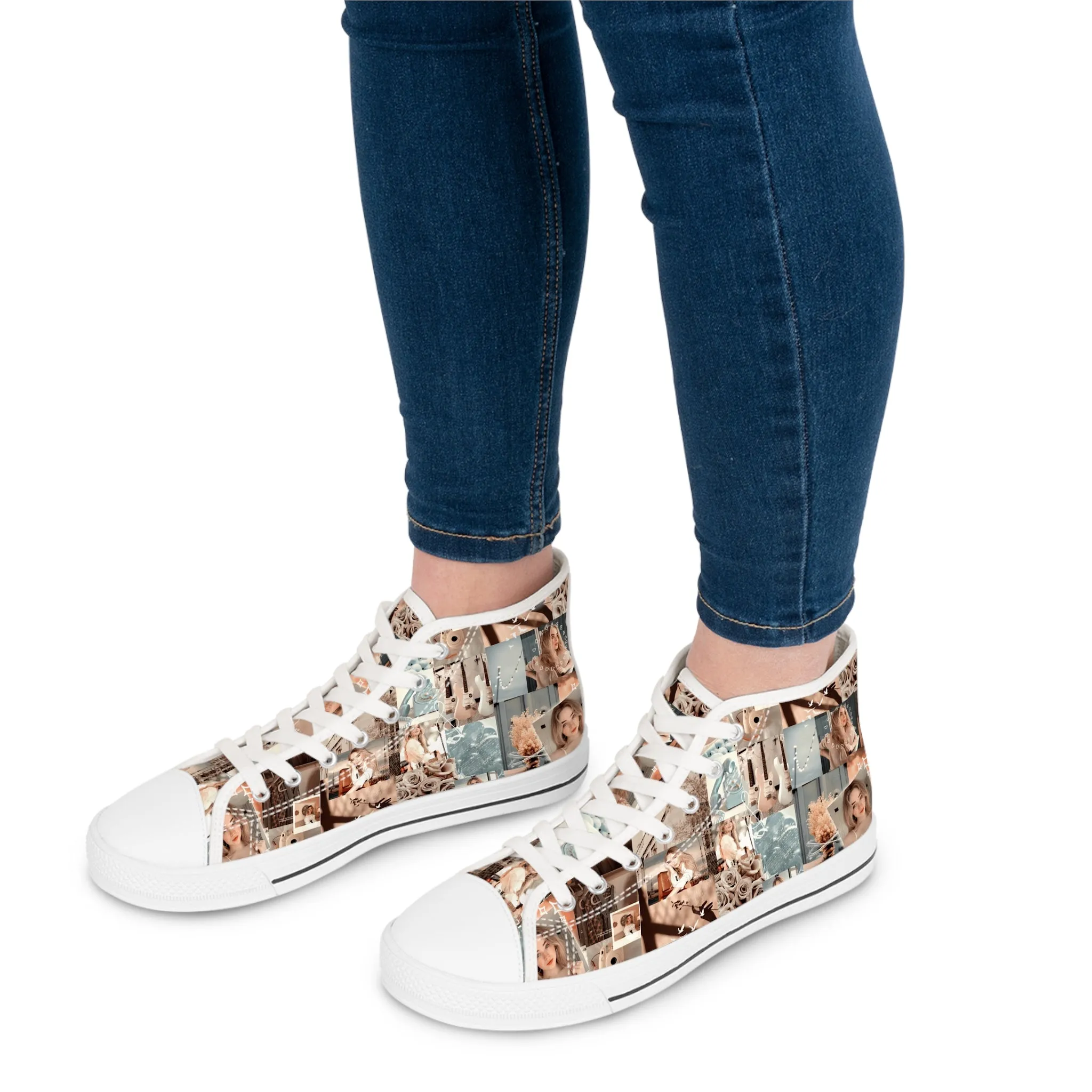 Sabrina Carpenter Peachy Princess Collage Women's High Top Sneakers