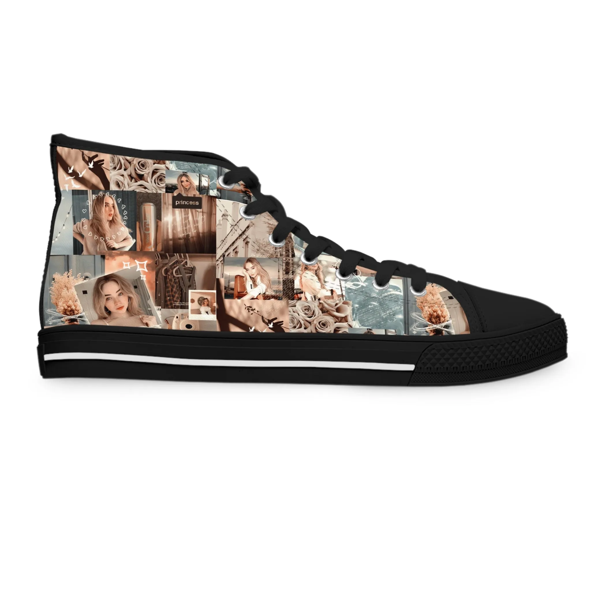 Sabrina Carpenter Peachy Princess Collage Women's High Top Sneakers