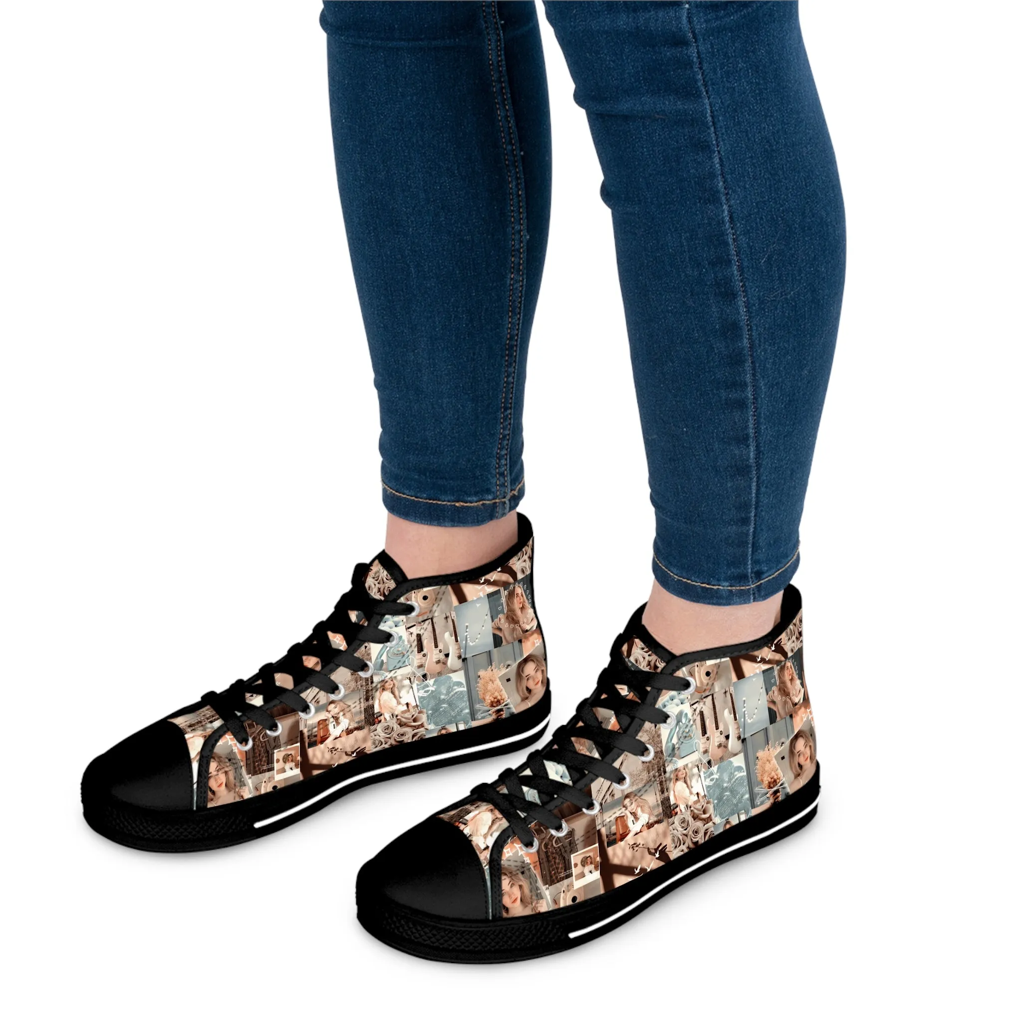 Sabrina Carpenter Peachy Princess Collage Women's High Top Sneakers