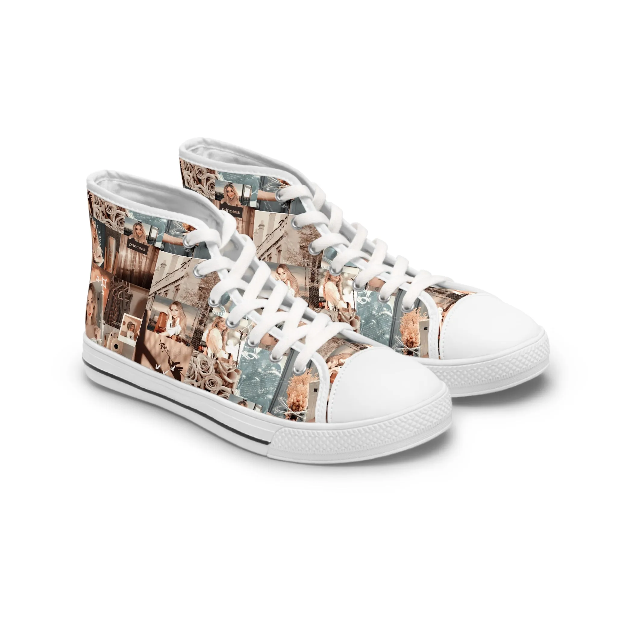 Sabrina Carpenter Peachy Princess Collage Women's High Top Sneakers