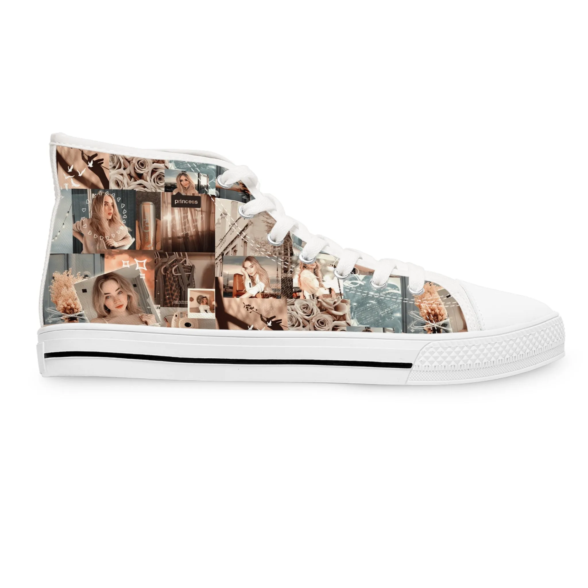 Sabrina Carpenter Peachy Princess Collage Women's High Top Sneakers