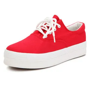 Sneakers Low Heel Platform Casual Flat Lace Up Sport Canvas Shoes