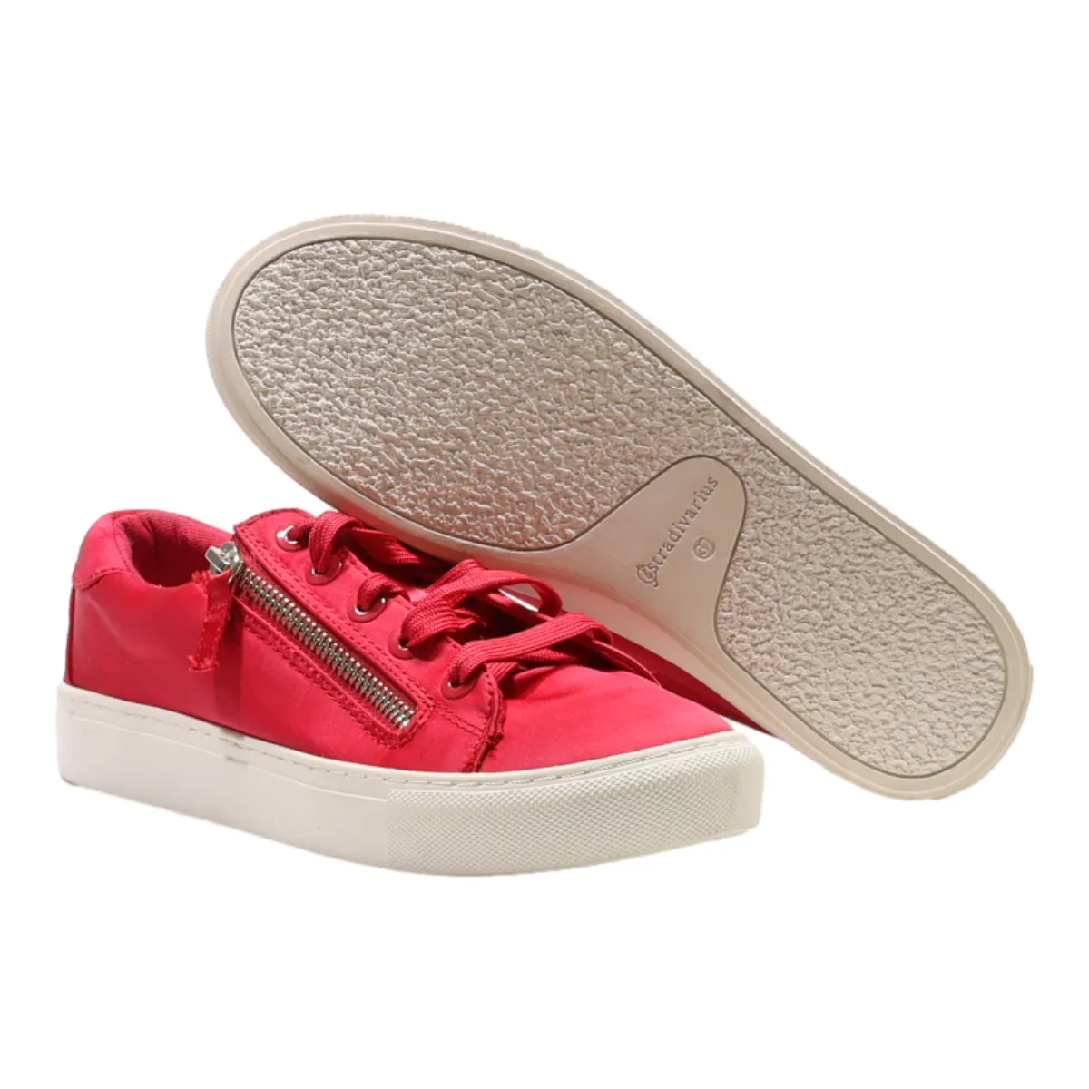STRADIVARIUS Low Top Trainers Pink Canvas Womens UK 4