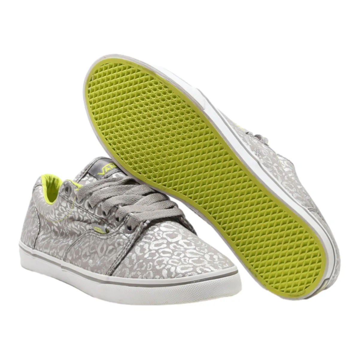 VANS Animal Print Pump Shoes Silver Canvas Womens UK 5.5