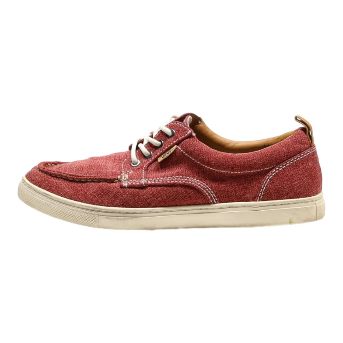 VANS Moccasin Shoes Red Canvas Mens UK 8