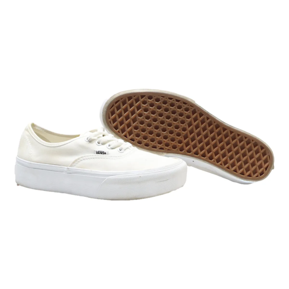 VANS Old Skool Platform Trainers White Canvas Womens UK 5